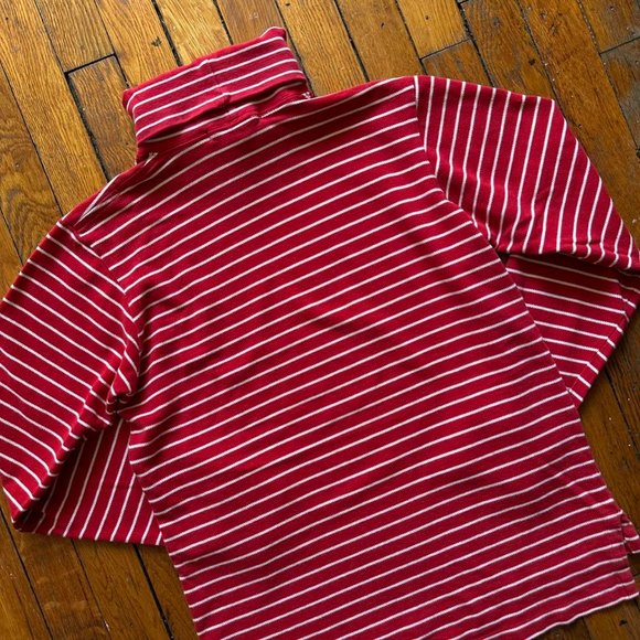 Vintage 80s Polo by Ralph Lauren Women's Red White Striped Turtle Neck Sweater‎ - Picture 6 of 6